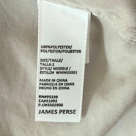 James Perse Beige Mandarin Collar Button Down Shirt Sz 1 or S MSRP $225 - Picture 4 of 6